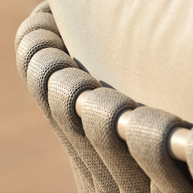 Modern Aluminum Outdoor Dining Chair With Woven Backrest - Waterproof Cushion Accent Chair For Outdoor