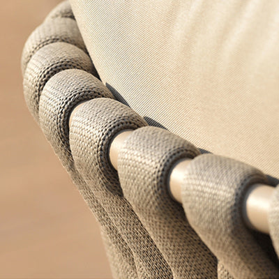 Modern Aluminum Outdoor Dining Chair With Woven Backrest - Waterproof Cushion Accent Chair For Outdoor