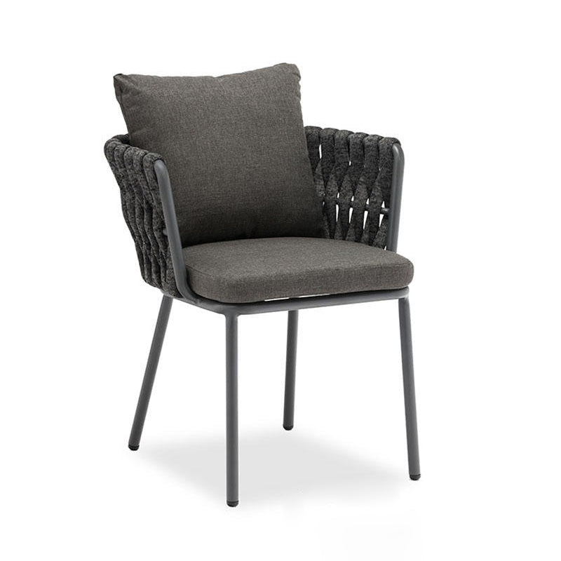 Contemporary Aluminum Outdoor Dining Chair - Waterproof Woven Backrest Accent Chair for Garden