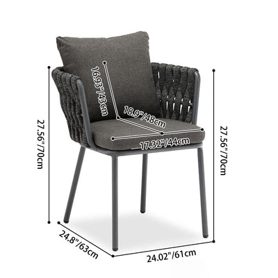 Contemporary Aluminum Outdoor Dining Chair - Waterproof Woven Backrest Accent Chair for Garden