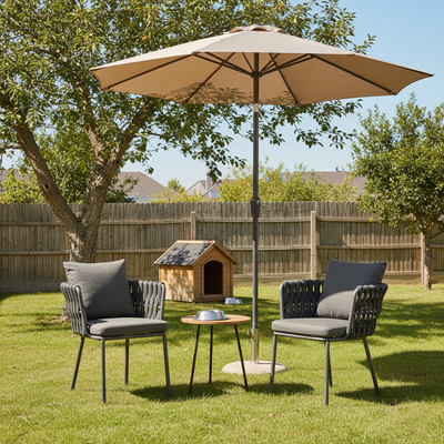 Contemporary Aluminum Outdoor Dining Chair - Waterproof Woven Backrest Accent Chair for Garden
