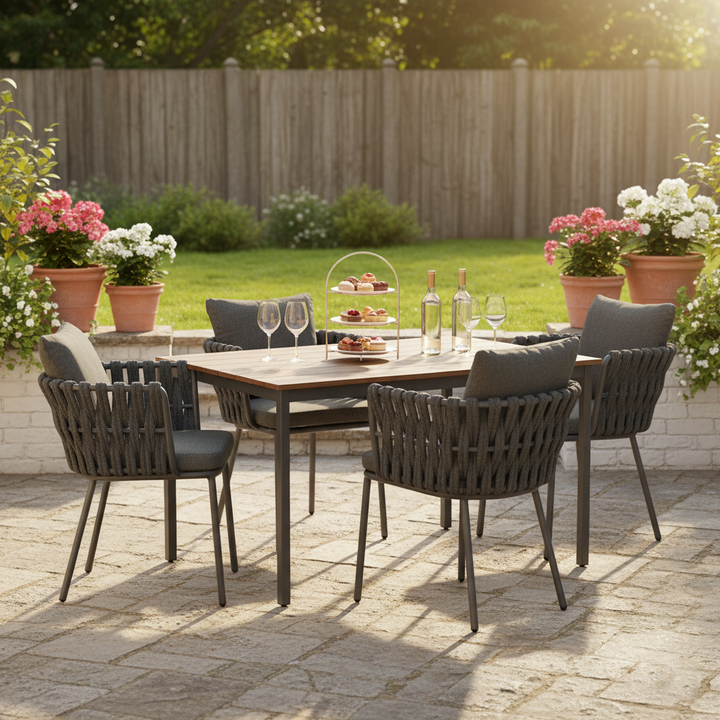 Contemporary Aluminum Outdoor Dining Chair - Waterproof Woven Backrest Accent Chair for Garden