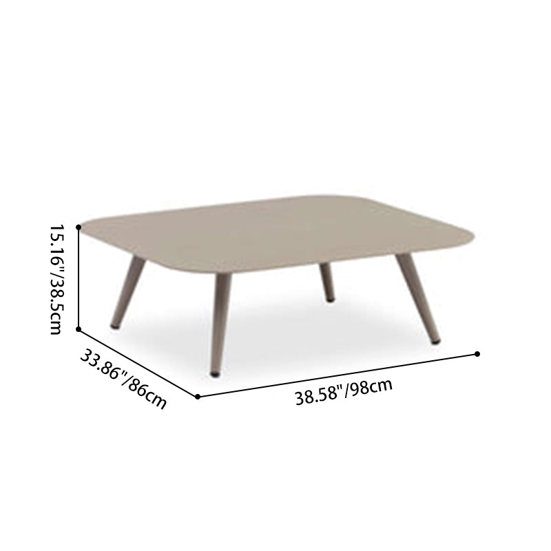 Table d’appoint minimaliste en aluminium - Table d’accent carrée rectangulaire avec finition texturée sable pour l’extérieur 
