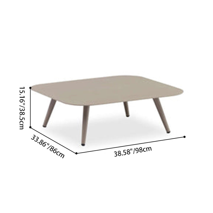 Table d’appoint minimaliste en aluminium - Table d’accent carrée rectangulaire avec finition texturée sable pour l’extérieur 
