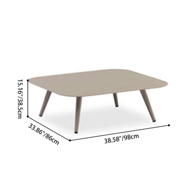 Minimalist Aluminum Side Table - Rectangle Square Accent Table With Sand-Texture Finish For Outdoor