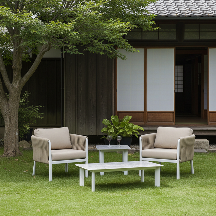 Minimalist Aluminum Alloy Outdoor Table - Scratch-Resistant Sintered Stone Top Outdoor Coffee Table For Outdoor