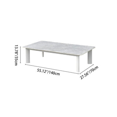 Minimalist Aluminum Alloy Outdoor Table - Scratch-Resistant Sintered Stone Top Outdoor Coffee Table For Outdoor