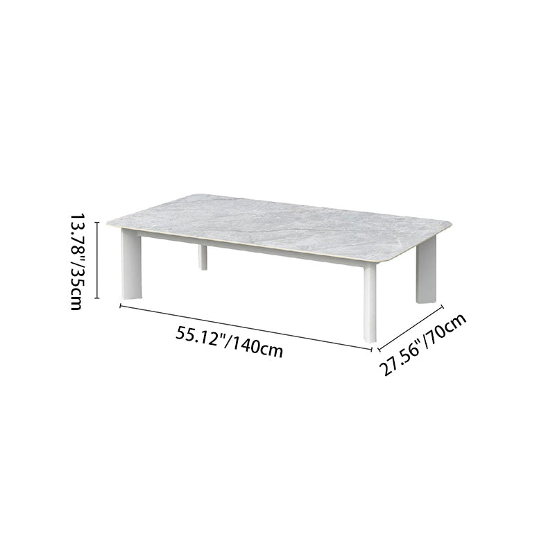 Minimalist Aluminum Alloy Outdoor Table - Scratch-Resistant Sintered Stone Top Outdoor Coffee Table For Outdoor
