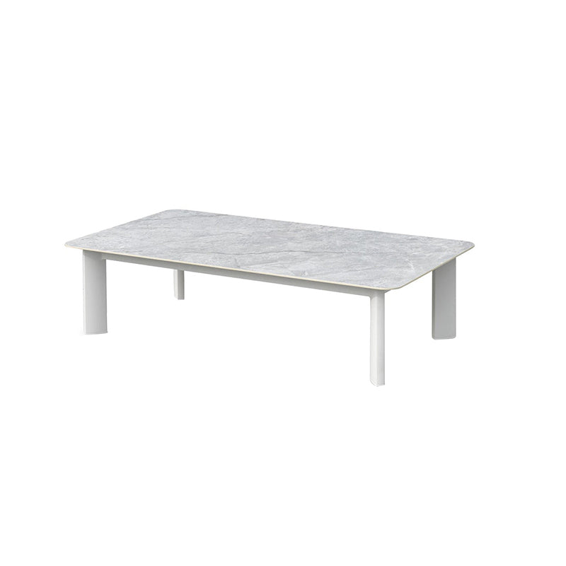 Minimalist Aluminum Alloy Outdoor Table - Scratch-Resistant Sintered Stone Top Outdoor Coffee Table For Outdoor