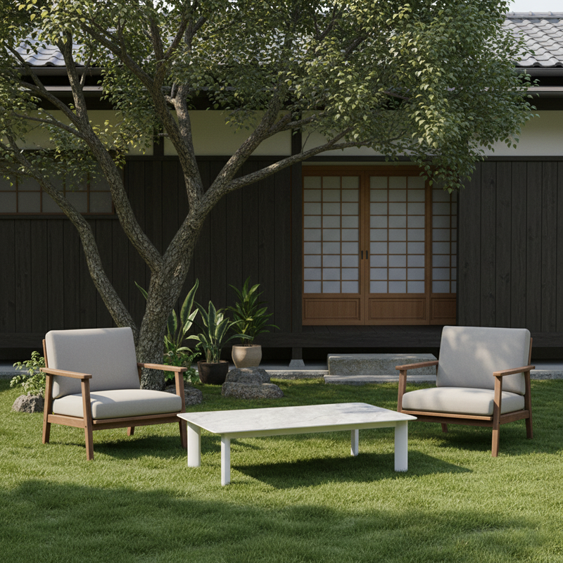 Minimalist Aluminum Alloy Outdoor Table - Scratch-Resistant Sintered Stone Top Outdoor Coffee Table For Outdoor