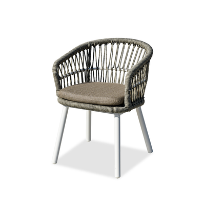 Contemporary Outdoor Lounge Chair - Comfortable Rope Weave Dining Chair For Outdoor Patio