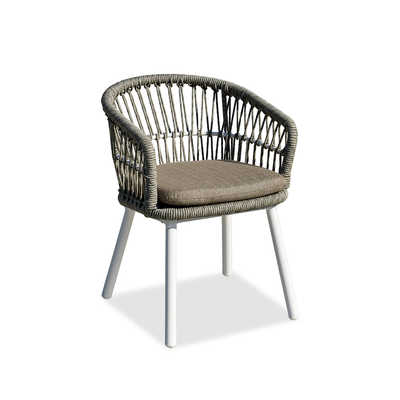 Contemporary Outdoor Lounge Chair - Comfortable Rope Weave Dining Chair For Outdoor Patio