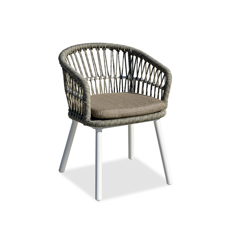 Contemporary Outdoor Lounge Chair - Comfortable Rope Weave Dining Chair For Outdoor Patio