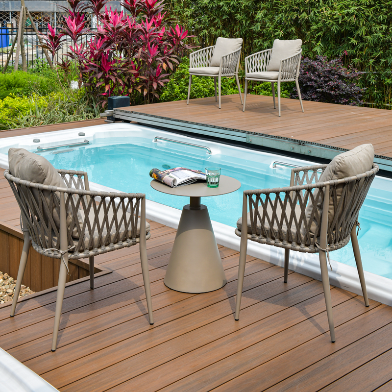 Contemporary Outdoor Lounge Chair - Comfortable Rope Weave Dining Chair For Outdoor Patio