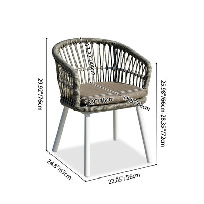 Contemporary Outdoor Lounge Chair - Comfortable Rope Weave Dining Chair For Outdoor Patio