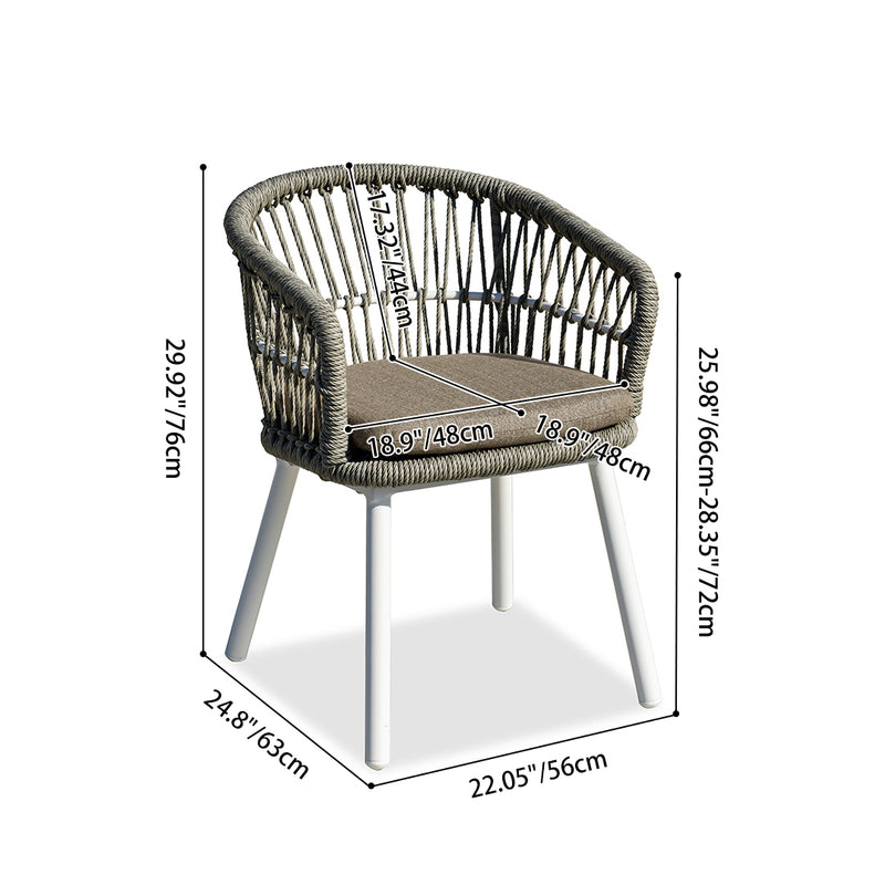 Contemporary Outdoor Lounge Chair - Comfortable Rope Weave Dining Chair For Outdoor Patio