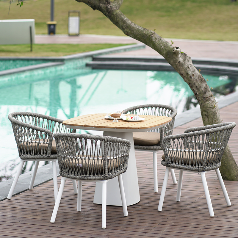 Contemporary Outdoor Lounge Chair - Comfortable Rope Weave Dining Chair For Outdoor Patio
