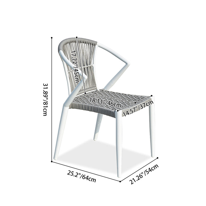Chaise de repas extérieure contemporaine - Fauteuil en aluminium tressé en rotin PE pour jardin 
