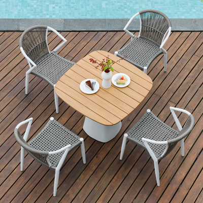 Contemporary Outdoor Dining Chair - PE Rattan Woven Aluminum Armchair For Garden