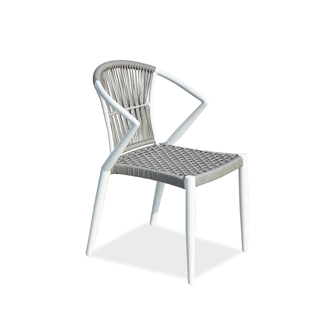 Silla de comedor al aire libre contemporánea - Sillón de aluminio tejido en ratán PE para jardín 