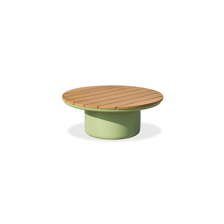 Traditional Solid Teak Wood Top Outdoor Coffee Table - Aluminum Outdoor Table For Outdoor Patio