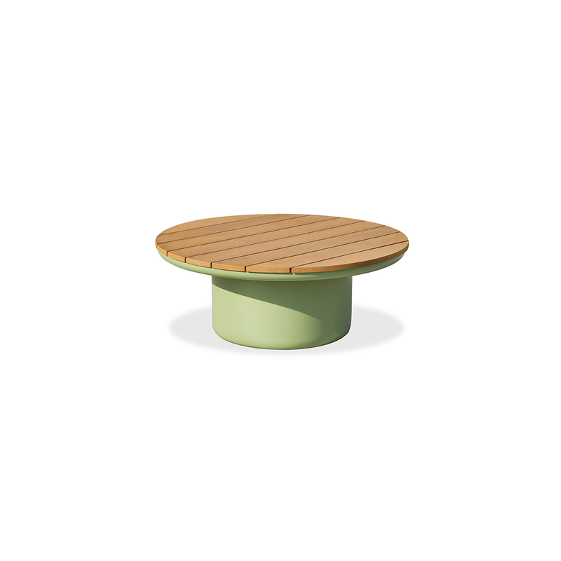 Traditional Solid Teak Wood Top Outdoor Coffee Table - Aluminum Outdoor Table For Outdoor Patio