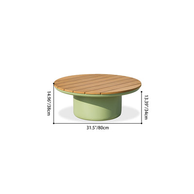 Traditional Solid Teak Wood Top Outdoor Coffee Table - Aluminum Outdoor Table For Outdoor Patio