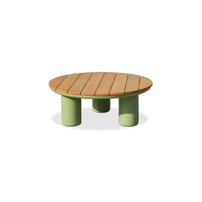 Traditional Solid Teak Wood Top Outdoor Coffee Table - Aluminum Outdoor Table For Outdoor Patio