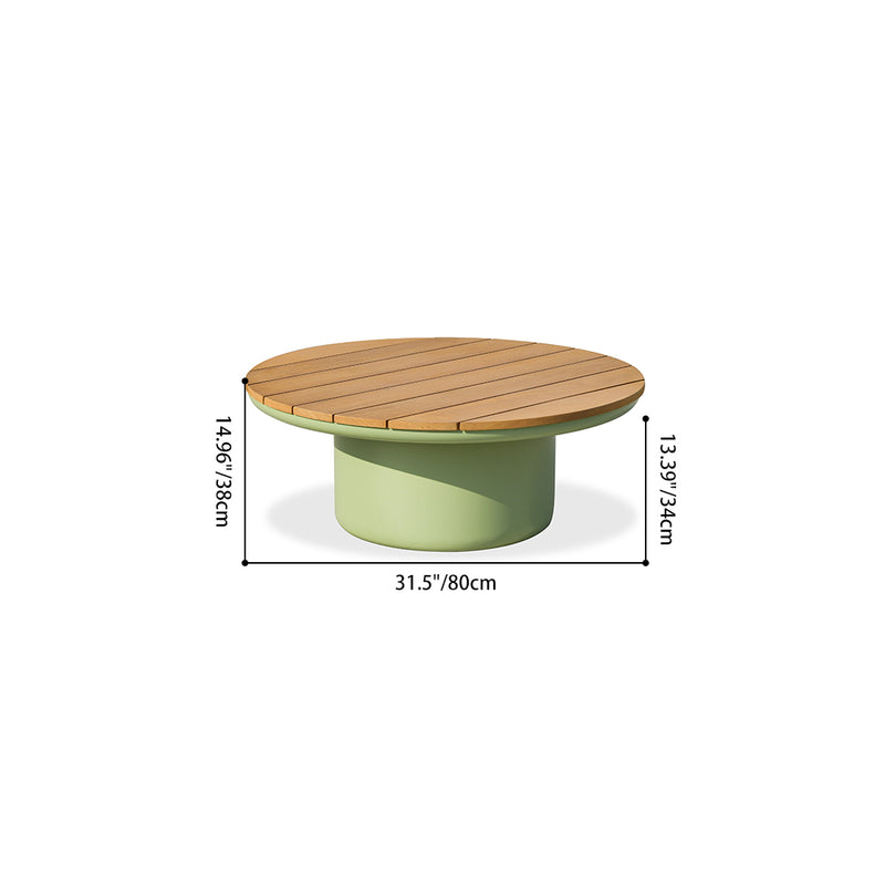 Traditional Solid Teak Wood Top Outdoor Coffee Table - Aluminum Outdoor Table For Outdoor Patio