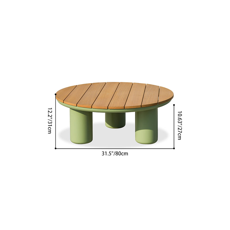 Traditional Solid Teak Wood Top Outdoor Coffee Table - Aluminum Outdoor Table For Outdoor Patio