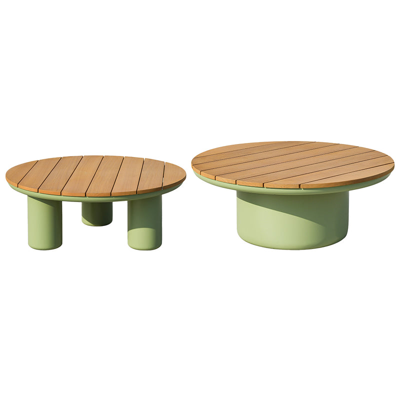 Traditional Solid Teak Wood Top Outdoor Coffee Table - Aluminum Outdoor Table For Outdoor Patio