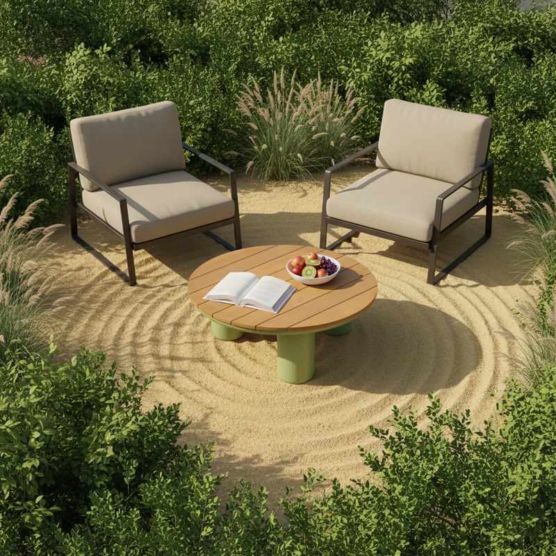Traditional Solid Teak Wood Top Outdoor Coffee Table - Aluminum Outdoor Table For Outdoor Patio