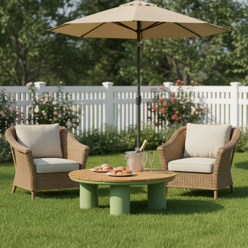 Traditional Solid Teak Wood Top Outdoor Coffee Table - Aluminum Outdoor Table For Outdoor Patio