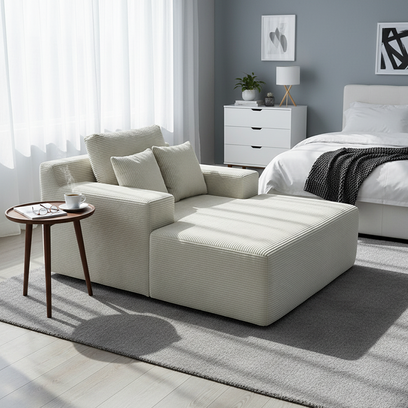 Canapé scandinave léger sans ossature, à compression simple - fauteuil lounge en velours côtelé en mousse haute densité et haute résilience pour salon 