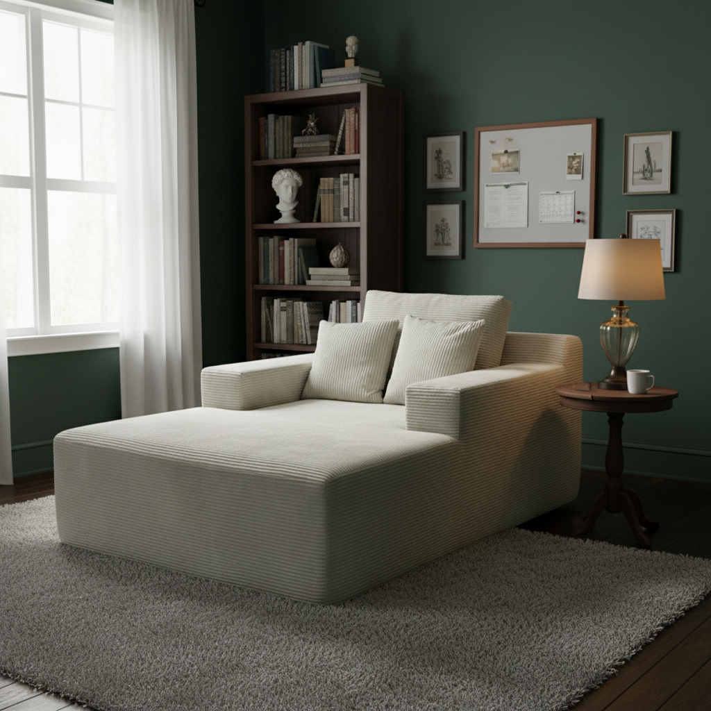 Canapé scandinave léger sans ossature, à compression simple - fauteuil lounge en velours côtelé en mousse haute densité et haute résilience pour salon 