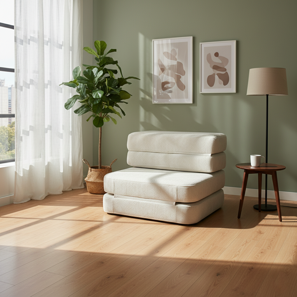 Sofá de Compresión Multifuncional Plegable Nórdico - Sofá de Espuma de Chenilla Silencioso Sin Esqueleto Para Sala de Estar y Dormitorio 