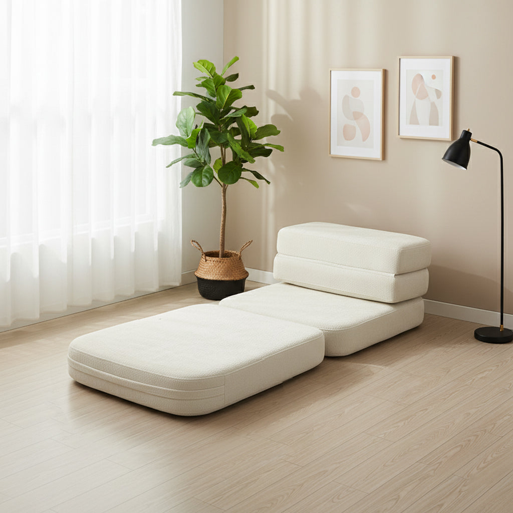 Sofá de Compresión Multifuncional Plegable Nórdico - Sofá de Espuma de Chenilla Silencioso Sin Esqueleto Para Sala de Estar y Dormitorio 