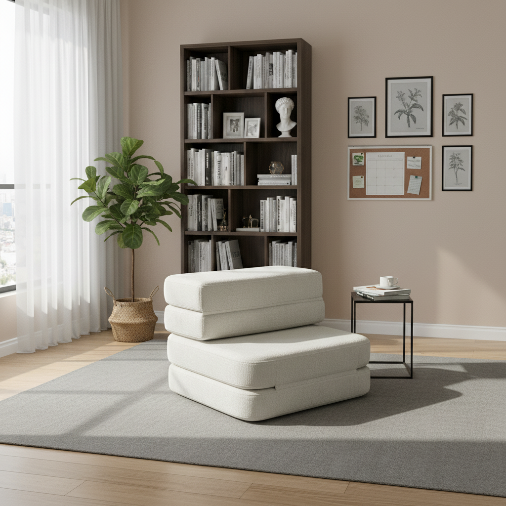 Sofá de Compresión Multifuncional Plegable Nórdico - Sofá de Espuma de Chenilla Silencioso Sin Esqueleto Para Sala de Estar y Dormitorio 