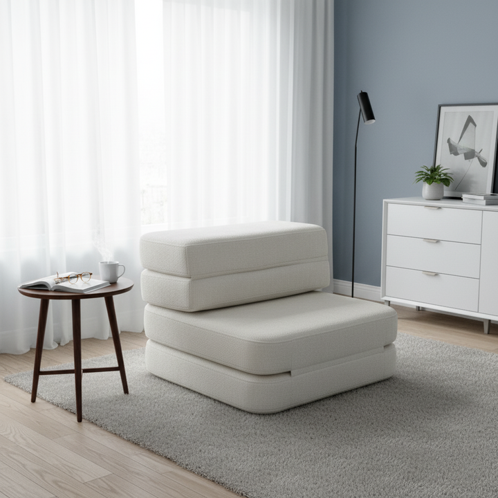 Sofá de Compresión Multifuncional Plegable Nórdico - Sofá de Espuma de Chenilla Silencioso Sin Esqueleto Para Sala de Estar y Dormitorio 