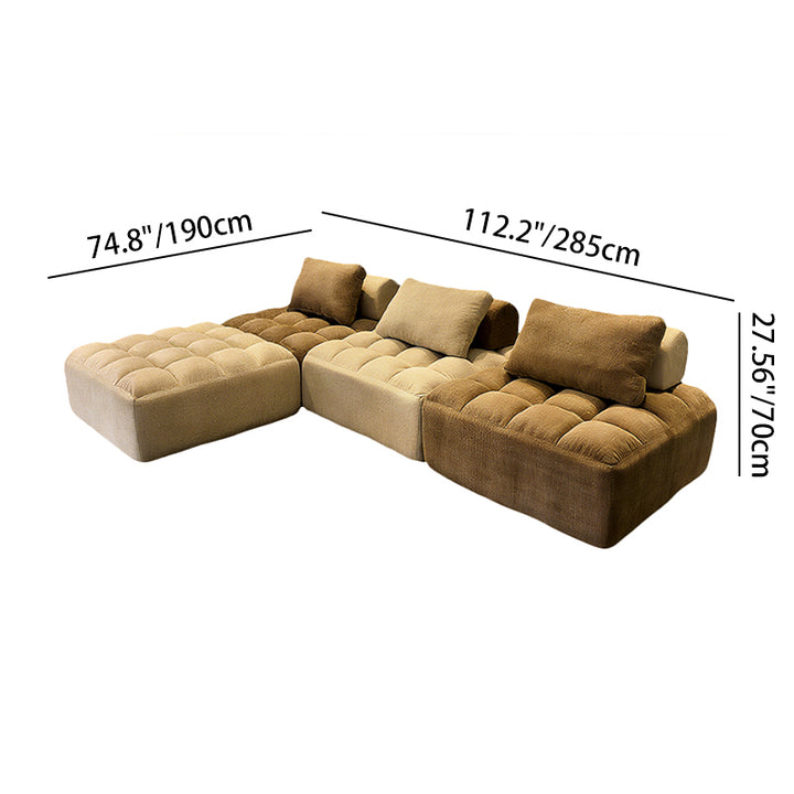 Seccional de Compresión Modular Retro de Combinación Libre - Sofá Modular de Chenilla con Espuma de Alta Densidad y Alta Resiliencia para Sala de Estar 