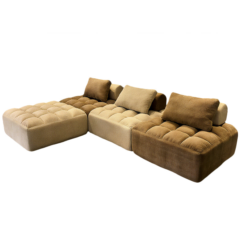 Seccional de Compresión Modular Retro de Combinación Libre - Sofá Modular de Chenilla con Espuma de Alta Densidad y Alta Resiliencia para Sala de Estar 