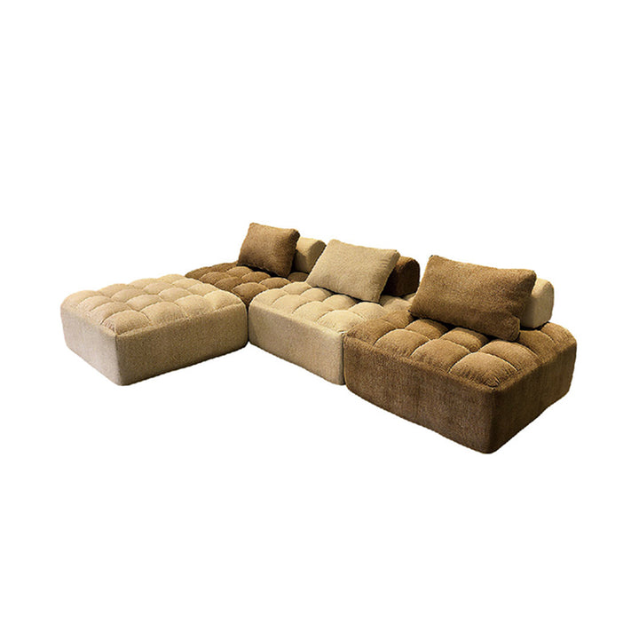 Seccional de Compresión Modular Retro de Combinación Libre - Sofá Modular de Chenilla con Espuma de Alta Densidad y Alta Resiliencia para Sala de Estar 