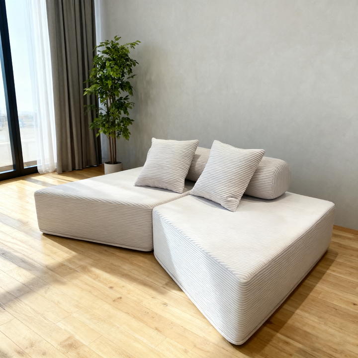 Minimalist Trapezoidal Sectional Compression Sofa - High-Density Rebound Foam Silent Frameless Corduroy Lounge Chair For Living Room