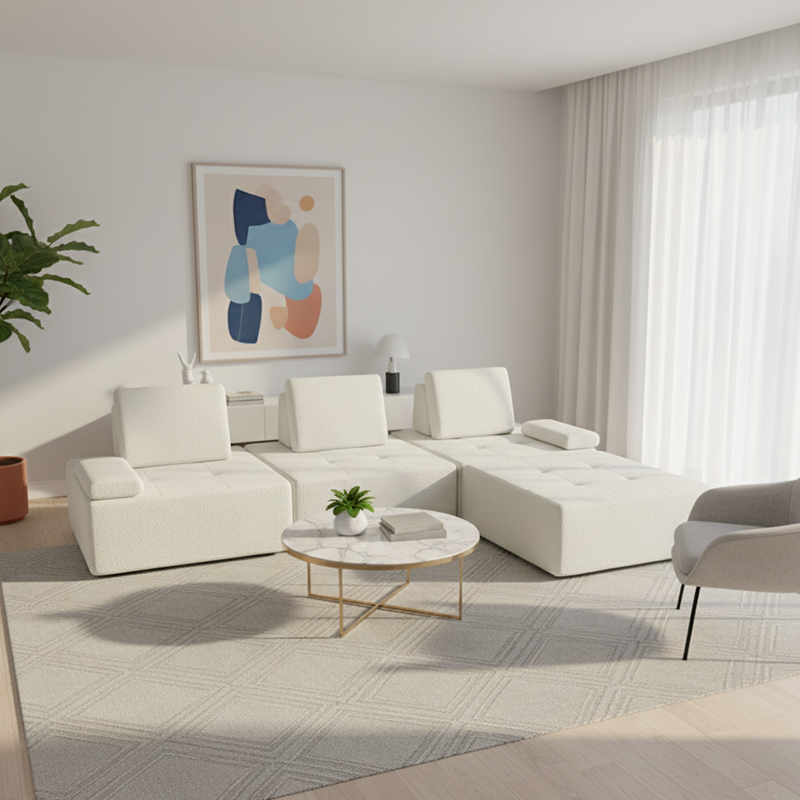 Minimalist Modular Free-Combination Sectional Compression Sofa - High-Resilience Foam Sherpa Modular Sofa For Living Room