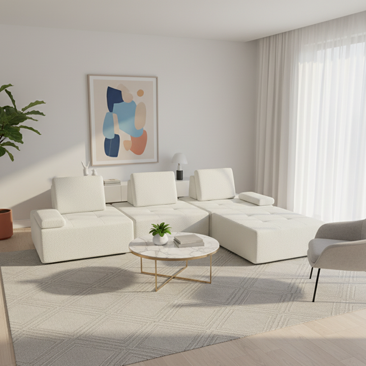 Minimalist Modular Free-Combination Sectional Compression Sofa - High-Resilience Foam Sherpa Modular Sofa For Living Room