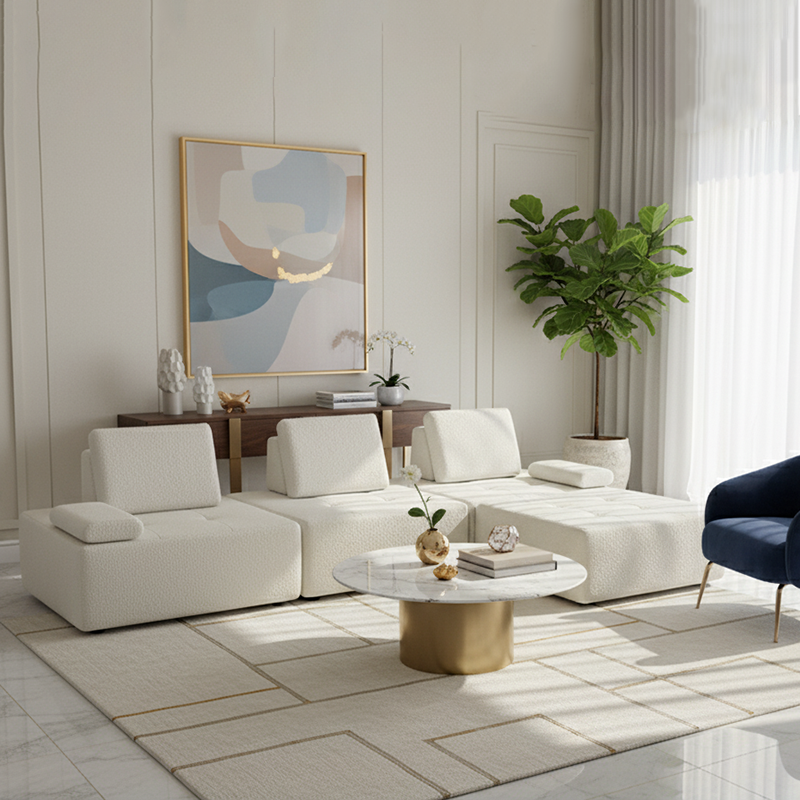 Minimalist Modular Free-Combination Sectional Compression Sofa - High-Resilience Foam Sherpa Modular Sofa For Living Room