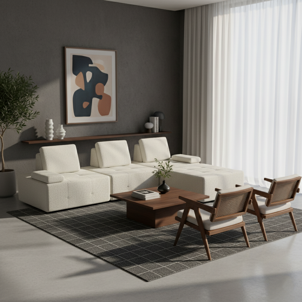 Minimalist Modular Free-Combination Sectional Compression Sofa - High-Resilience Foam Sherpa Modular Sofa For Living Room