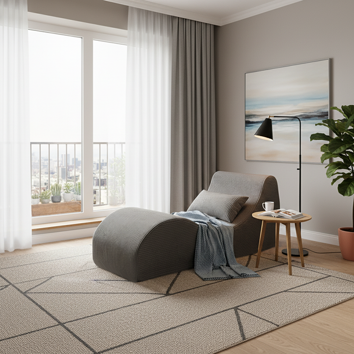 Sofá de acento comprimido de pana escandinava contemporánea - Silla de salón en forma de onda para sala de estar 