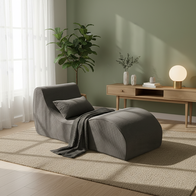 Sofá de acento comprimido de pana escandinava contemporánea - Silla de salón en forma de onda para sala de estar 