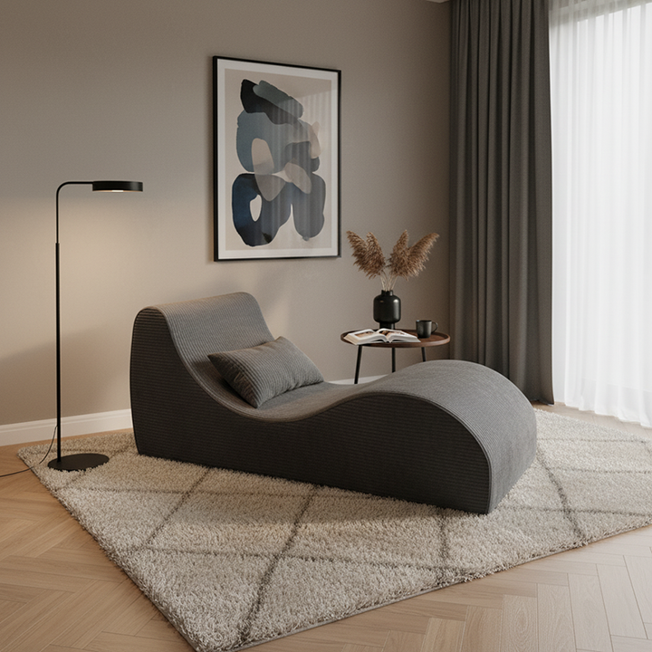 Sofá de acento comprimido de pana escandinava contemporánea - Silla de salón en forma de onda para sala de estar 